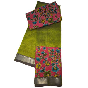 mangalagiri handloom pattu 60k silver zari border saree